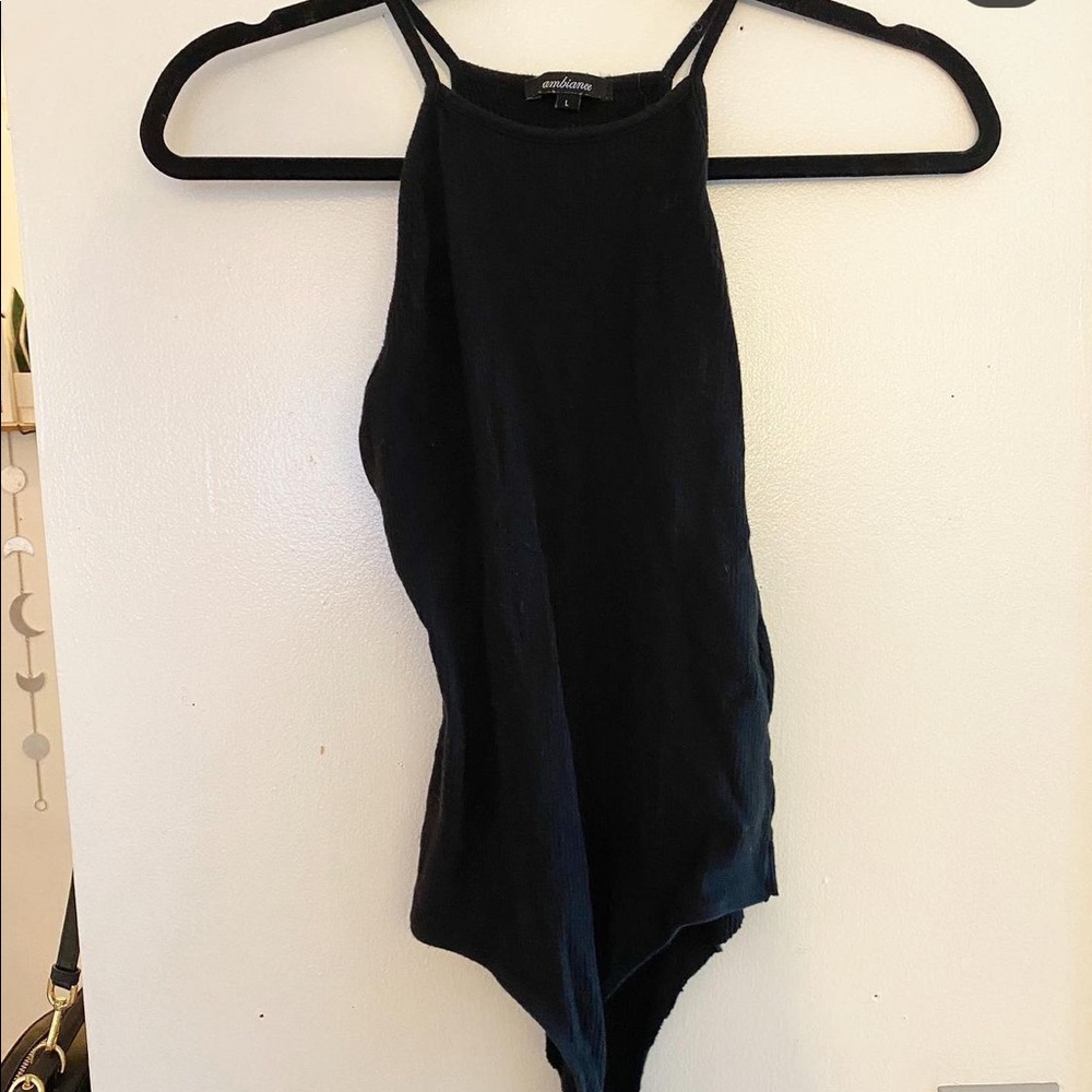 Basic black halter bodysuit